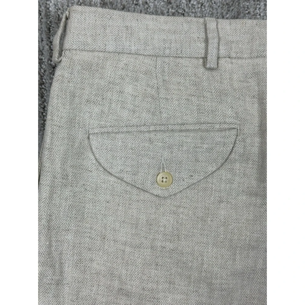 Vintage Polo Ralph Lauren Pants Men 38x34 (Fit 38x29) Beige Linen Double Pleated